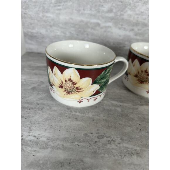 Gibson Everyday China Sweet Magnolia‎ Pattern Cup Mug Set Of 4 - Picture 2 of 16